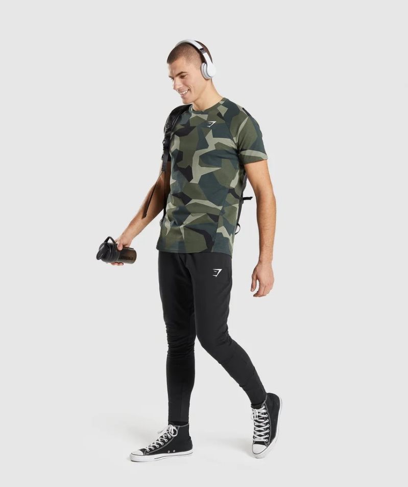 Men's Gymshark Critical T-Shirts Camo | NZ 8NOHDW